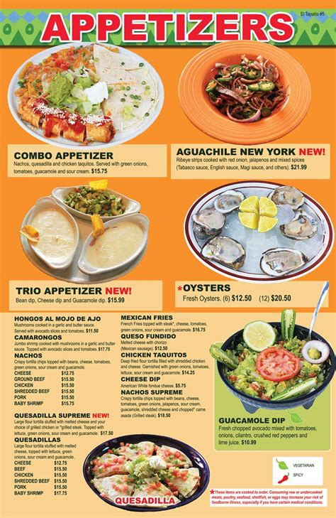 tapatio restaurant menu